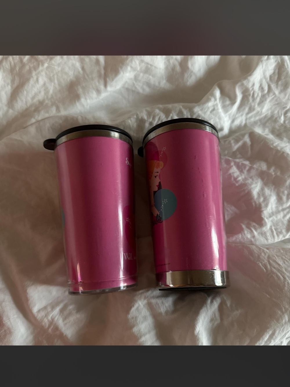 Barbie Thermos Cups bottles pink vintage original - Picture 2 of 8
